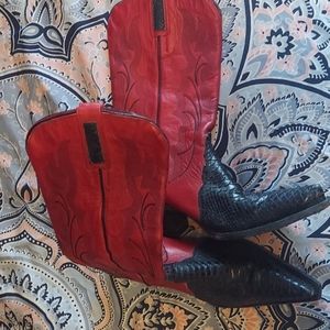 Gator red leather boots